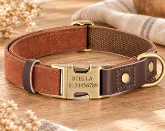 Custom Name Dog Collar, Laser Engraved Phone Number Buckle, Soft Suede-Style Adjustable Collar, Personalized Gift for Pet Owners