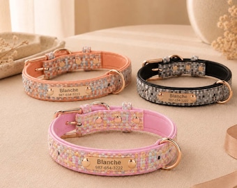 Customized pet identification collar, personalized engraved dog collar, a gift for the dog mother or a new pet