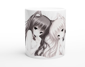 かわいい猫耳少女マグカップ - 猫耳少女モチーフのキュートコアスタイルのアニメマグカップ