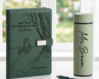 Journal zur Wertschätzung des Lehrers, vergessen Sie nie den Unterschied, den Sie machen Journal Set, Dankeschön Geschenk für Kollegen, Tagebuch Winnie the Pooh Bear
