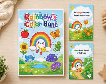 Rainbow Color Hunt Printable Storybook for Kids, Preschool Learning Activity, Digital Download
