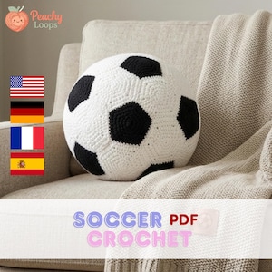Crochet Soccer Ball Pillow Pattern | Intermediate PDF, 12 Inch Round Cushion (Instant Download)