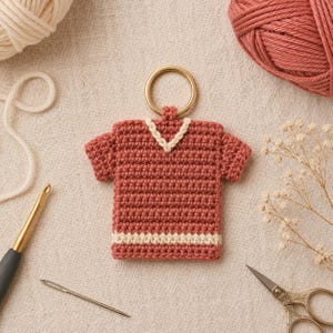 Mini Jersey Charm Crochet Pattern | Keychain PDF | Beginner Easy | 4 Languages | Instant Download | Sports Fan Gift