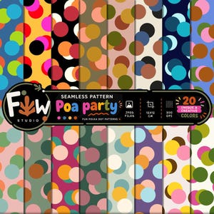 Poa Party, Retro Polka Dot Seamless Pattern, Colorful Textile Design