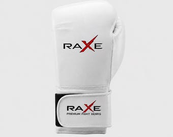 RAXE Handmade Genuine Leather White Boxing Gloves – Professional Training Sparring Protection