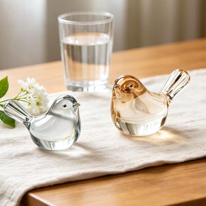 Hand Blown Glass Bird Figurine, Mini Crystal Sculpture, Desk Window Shelf Decor,Bird Lover Gift,Housewarming Accent