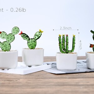 Hand Blown Glass Cactus in Pot, Miniature Green Succulent Decor, Zero Maintenance Plant Figurine, Desk Shelf Ornament, Plant Lover Gift