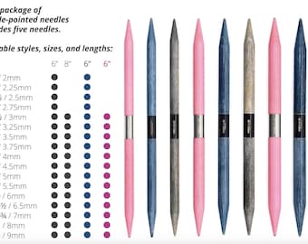 Lykke Knitting Needles - 6" Double Pointed Needle Sets - Set of Five Needles