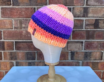 Striped Hand Knit Hat