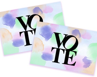 Paquete de 50 postales para votantes "VOTAR en acuarela" Postal de voto