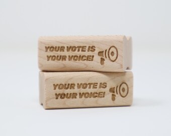 Mary Likes Postcards Your Vote Is Your Voice rubber stamp for your Postcards to Voters & other get out the vote campaigns!