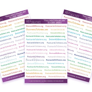 Hoja de pegatinas de postales para votantes: ¡colores del arcoíris!