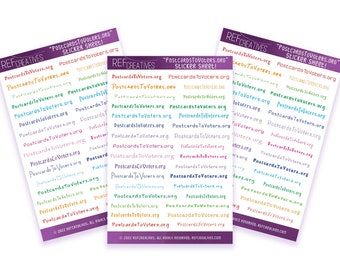 Postcards To Voters Sticker Sheet - Rainbow Colors!