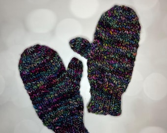 Luxus Regenbogen Merino Wolle Strickhandschuhe - Glasmalerei Handgestrickte Handschuhe mit handgefärbtem Garn