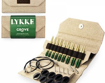 Lykke Knitting Needles - Grove 3.5" Interchangeable Circular Needle Set - Beige Jute Canvas