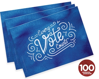 Mary Likes Postcards Every Vote Counts: set of 100 postcards, perfect for Postcards to Voters and other get out the vote campaigns.