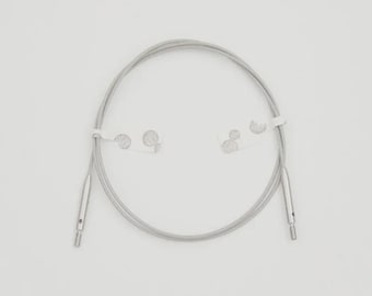 KnitPro Stainless Steel 360 Swivel Cable with Silver Connectors - Interchangeable Knitting Needle Cords for Circular Needle Tips