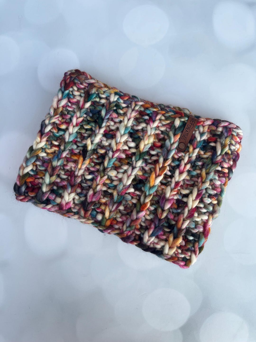 Colossal Wool Luxury Muted Rainbow Merino Wool Knit Neckwarmer - Hand Knit Cowl With ...