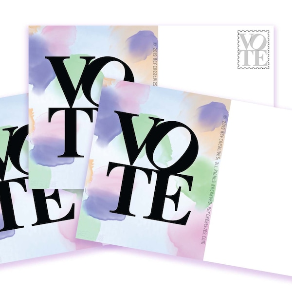 Postcards to Voters "VOTE in Watercolor" Voting Postcard - BLANK BACK