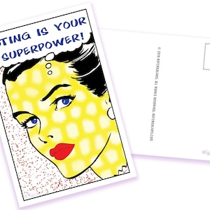 Cartões postais de arte pop para eleitores Cartão postal de votação "Votar é seu superpoder"