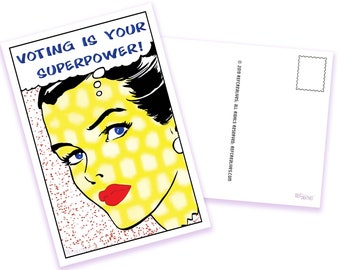 Pop Art Postcards to Voters "Voting Is Your Superpower" Vote Postcard