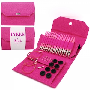 Lykke Knitting Needles - Blush 5&quot; Interchangeable Circular Needle Set - Magenta Basketweave