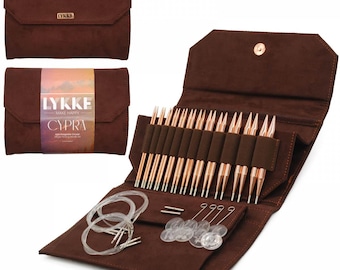 Lykke breinaalden - Cypra 5" verwisselbare rondbreinaaldenset - bruin veganistisch suède