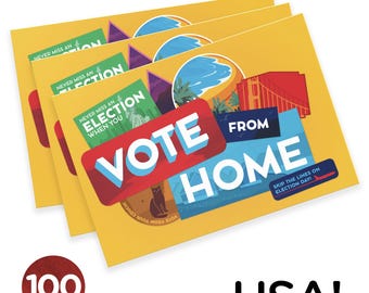 Mary Likes Postcards 100 "Vote from Home" Postcards, perfect for Postcards to Voters and other get out the vote campaigns