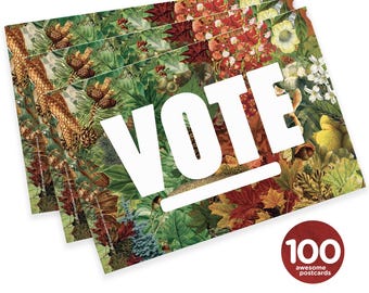 Mary Likes Postcards State Trees! Set of 100 vote postcards, perfect for postcards to voters.