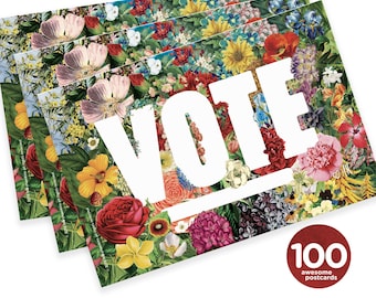 Mary Likes Postkaarten Staatsbloemen! Set van 100 ansichtkaarten voor stemmen, perfect voor ansichtkaarten voor kiezers.