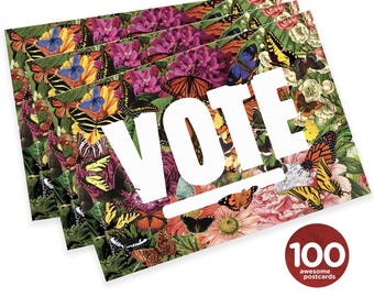 Mary Likes Postcards State Butterflies: Set of 100 vote postcards, perfect for Postcards to Voters and other get out the vote campaigns.