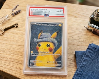 2023 Svp Pikachu Cappello di feltro grigio Van Gogh 085 PROXY Card Slab PSA 10 Collezione d'arte