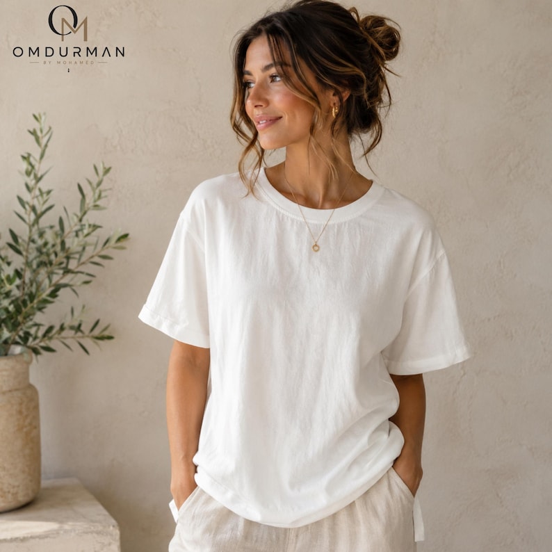 Oversized Linen Shirt Women Short Sleeve Boho Top Casual Summer Blouse White