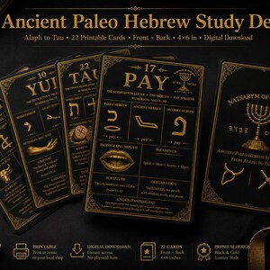 Cartes mémoire paléo-hébraïques anciennes, jeu d'étude des Écritures Alaph-Bayt (téléchargement PDF) image 2