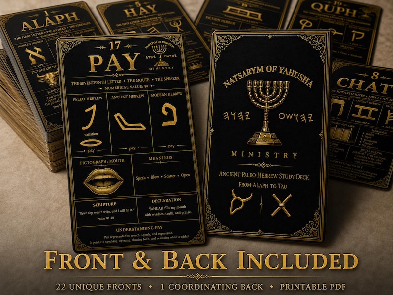 Cartes mémoire paléo-hébraïques anciennes, jeu d'étude des Écritures Alaph-Bayt (téléchargement PDF) image 1