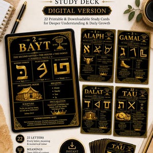 Ancient Paleo-Hebrew Flash Cards, Alaph-Bayt Scripture Study Deck (PDF Download)