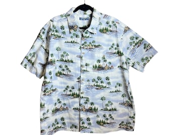 Camisa de hombre Coastal Vintage Campia con estampado hawaiano integral, talla XXL, ideal para vacaciones.