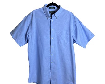 Croft & Barrow Oxfordskjorta Vintage Herr 17 Blå Kortärmad Normcore Preppy