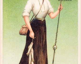 Wisconsin Fishing Woman print