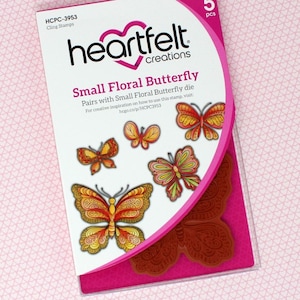 Heartfelt Creations Small Floral Butterfly Cling Stamp Set - Floral Butterfly
