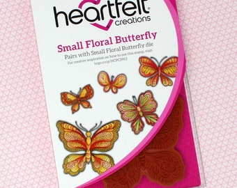 Heartfelt Creations Small Floral Butterfly Cling Stamp Set - Floral Butterfly