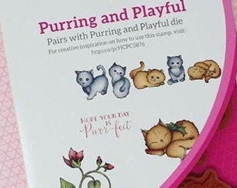 Heartfelt Creations Purring and Playful Cling Stamp Set - Purr-fect Posies