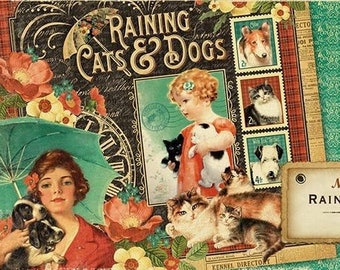 Graphic 45 Raining Cats and Dogs 8 sheets of 12x12 Papers