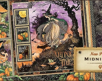 Graphic 45 Midnight Tales 12 x 12 Paper  - 8 design papers