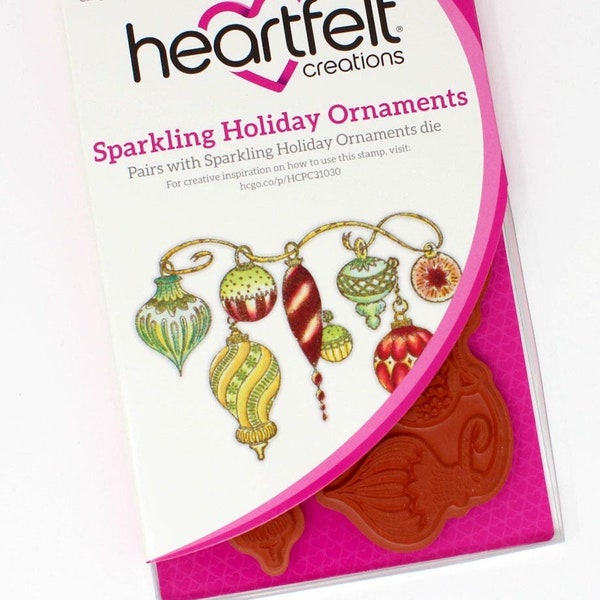 Heartfelt Creations Sparkling Holiday Ornaments Cling Stamp Set - Holiday Ornament