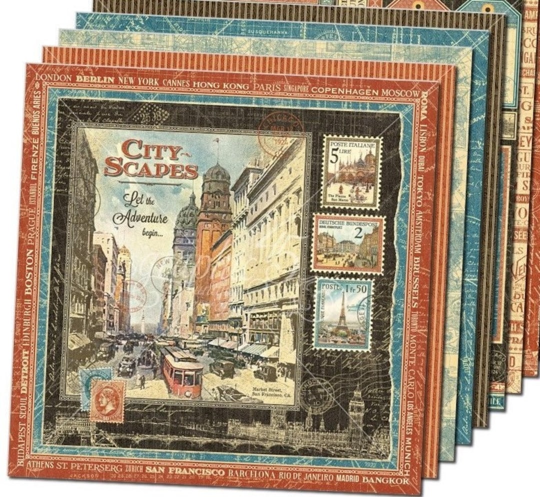 Graphic 45 "cityscapes" 12x12 Paper Set - 1 of Each 8 Design Papers - Etsy
