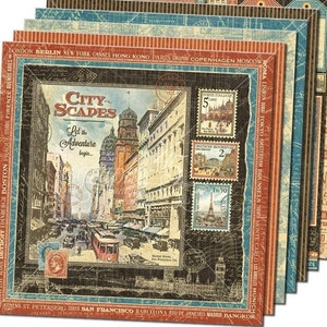 Graphic 45 "Cityscapes" 12x12 Paper Set - 1 of each 8 design papers