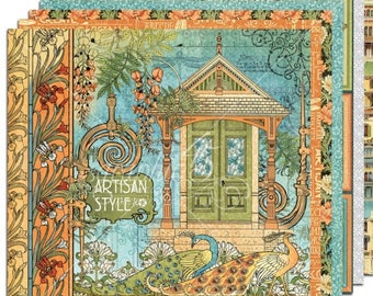 Graphic 45 "Artisan Styles" 12x12 Paper - 1 of 8 different Double Sided design papers---Cardstock