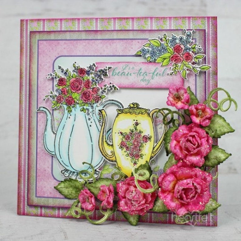 Heartfelt Creations Elegant Teapot & Florals Cling Stamp Set - Tea Time ...