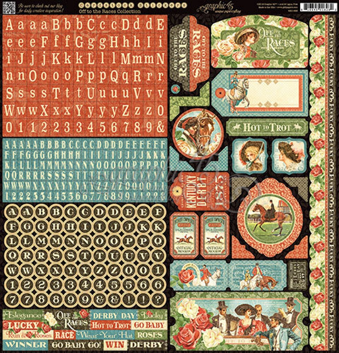 Graphic 45 off to the Races Sticker Sheet - Etsy